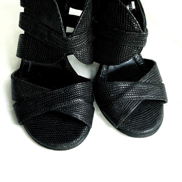 Michelediloco Black Snake-Embossed Leather Block Heels | Fall Classic Elegance - Picture 16 of 16